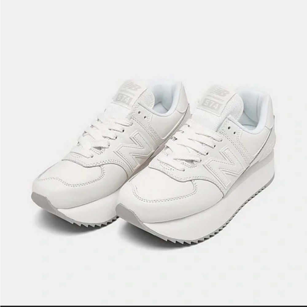 New Balance White Sneakers 574+ Platform - Picture 9 of 9